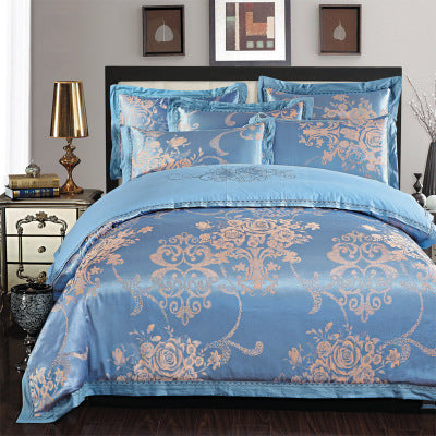 HKM-081299 Cotton Satin 4-Piece Quilt Cover Set for 1.5m Wide Bed – Includes Quilt 200x230 cm