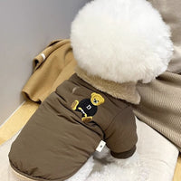HKM-0813117 Thick Warm Jacket for Small Dogs and Cats, Autumn/Winter Apparel in Beige and Brown Bear Designs