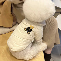HKM-0813117 Thick Warm Jacket for Small Dogs and Cats, Autumn/Winter Apparel in Beige and Brown Bear Designs