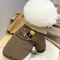 HKM-0813117 Thick Warm Jacket for Small Dogs and Cats, Autumn/Winter Apparel in Beige and Brown Bear Designs