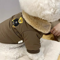 HKM-0813117 Thick Warm Jacket for Small Dogs and Cats, Autumn/Winter Apparel in Beige and Brown Bear Designs