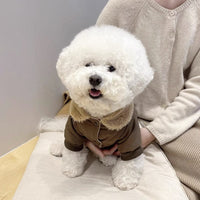 HKM-0813117 Thick Warm Jacket for Small Dogs and Cats, Autumn/Winter Apparel in Beige and Brown Bear Designs