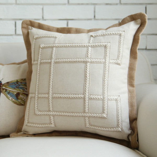 HKM-081427 Geometric Pattern Cushion Cover in Blended Fabric - 50x50cm, American Style