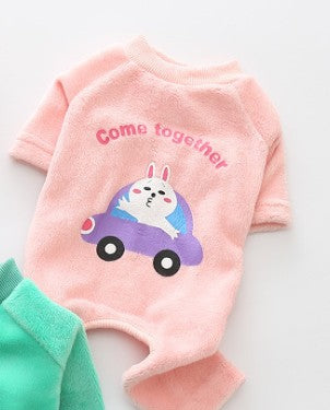 HKM-0815037 Warm Pure Cotton Dog Sweater - Four-Legged Clothes in Green, Pink, and Orange