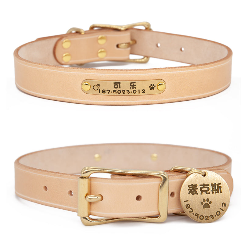 HKM-0816445 Custom Handcrafted Leather Dog Tag Holder with Brass Accents
