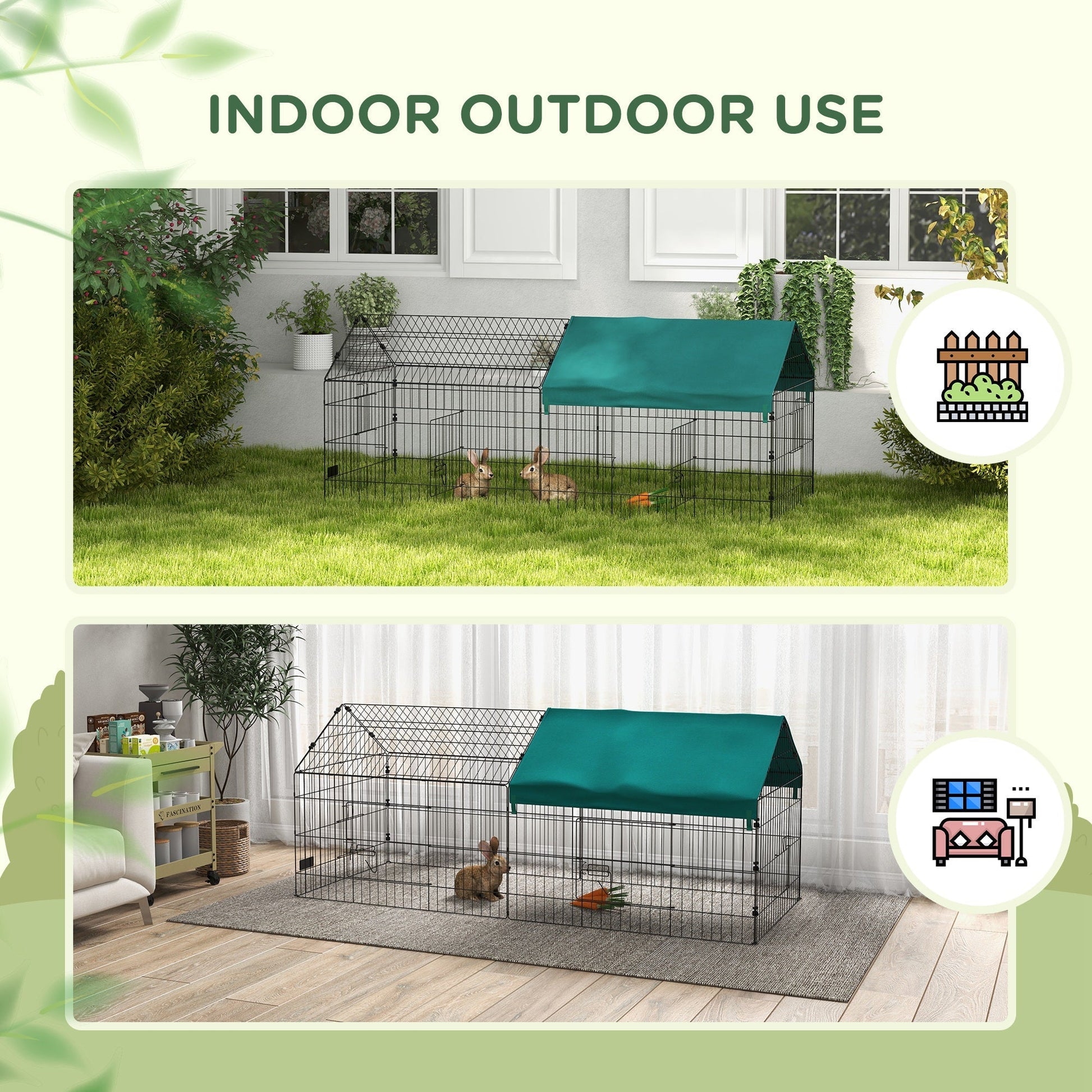 HKM-0818109 73-Inch Small Animal Playpen with Roof for Rabbits, Chickens, and Chinchillas