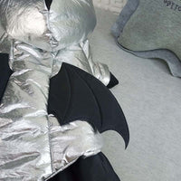 HKM-0818877 Halloween Bat-Inspired Pet Costume in Silver Cotton – Sizes S to XXL