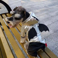 HKM-0818877 Halloween Bat-Inspired Pet Costume in Silver Cotton – Sizes S to XXL