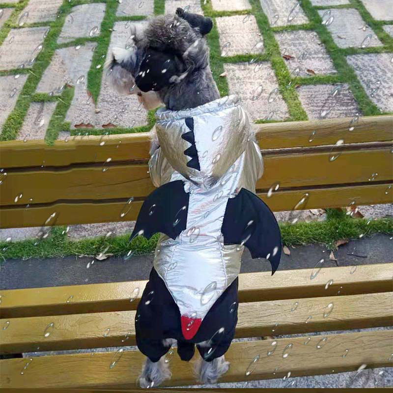 HKM-0818877 Halloween Bat-Inspired Pet Costume in Silver Cotton – Sizes S to XXL