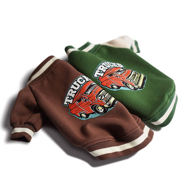 HKM-0819517 Casual Fleece Sweater for Medium Dogs - Brown & Green Designs