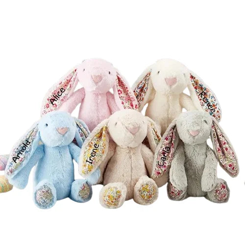 HKM-082131 Kawaii Plush Easter Rabbit Doll - Fluffy Bunny with Long Ears, Perfect for Kids and Gifts