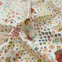HKM-082131 Latte Cat 20's Cotton Fabric - Eco-Friendly Printing and Dyeing, 45cm x 110cm