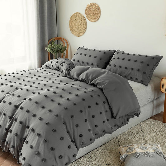 HKM-082131 Solid Color Cut Flowers Three-Piece Home Textile Set for 1.5m Bed