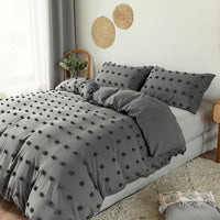 HKM-082131 Solid Color Cut Flowers Three-Piece Home Textile Set for 1.5m Bed