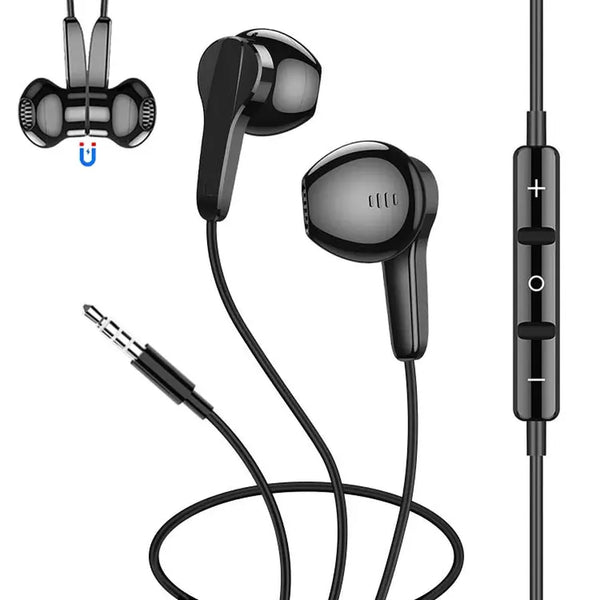 HKM-082195 Wired 3.5mm Earphones with Microphone and Super Bass for iPhone and Samsung Devices