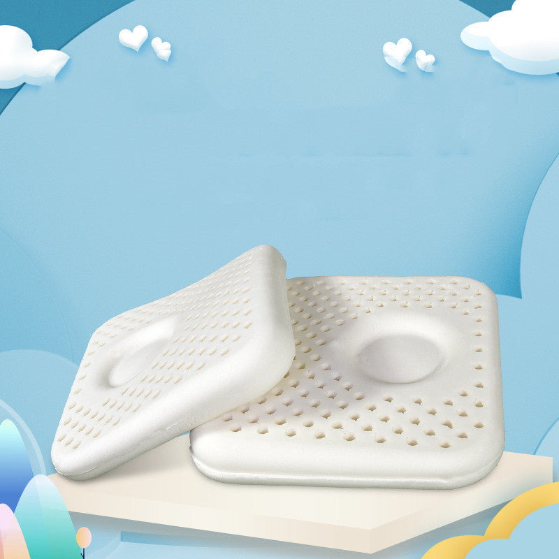 HKM-082259 Baby Natural Latex Shaping Pillow for Anti-Deviation Support, Milky White, 28x24x3-4CM