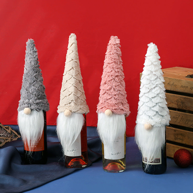 HKM-082259 Christmas Faceless Old Man Doll Wine Bottle Cover Set in Multiple Colors