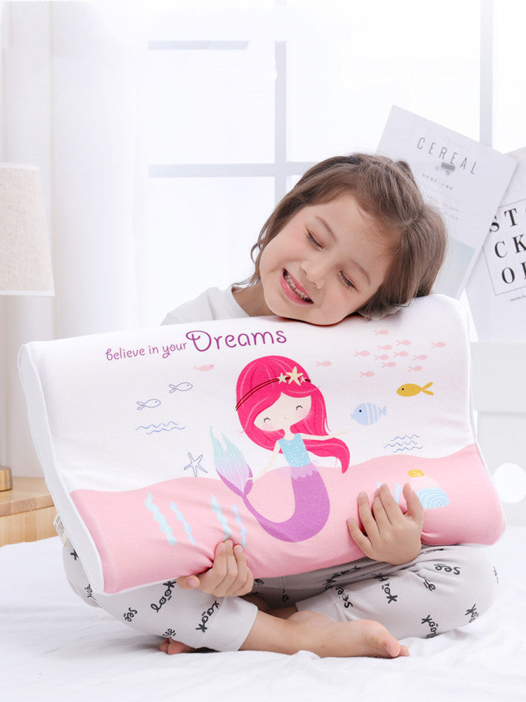 HKM-082451 Natural Cotton Toddler Sleep Pillow with Latex Filling - 50x30x7/9cm