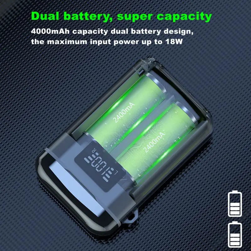 HKM-082451 Wireless Earbuds with Power Bank Function - IPX7 Waterproof Mini Stereo In-Ear Headphones with 4000mAh Battery