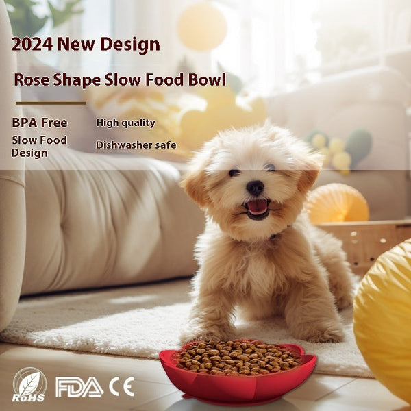 HKM-0826173 Non-Slip Silicone Slow Feed Dog Food Bowl - Easy to Clean, Multiple Colors Available