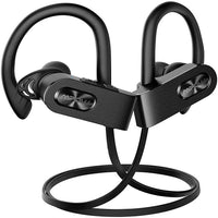 HKM-082643 Bluetooth Hanging Ear Headset with Stereo Sound and Voice Control - Available in Red, Black, and Pink
