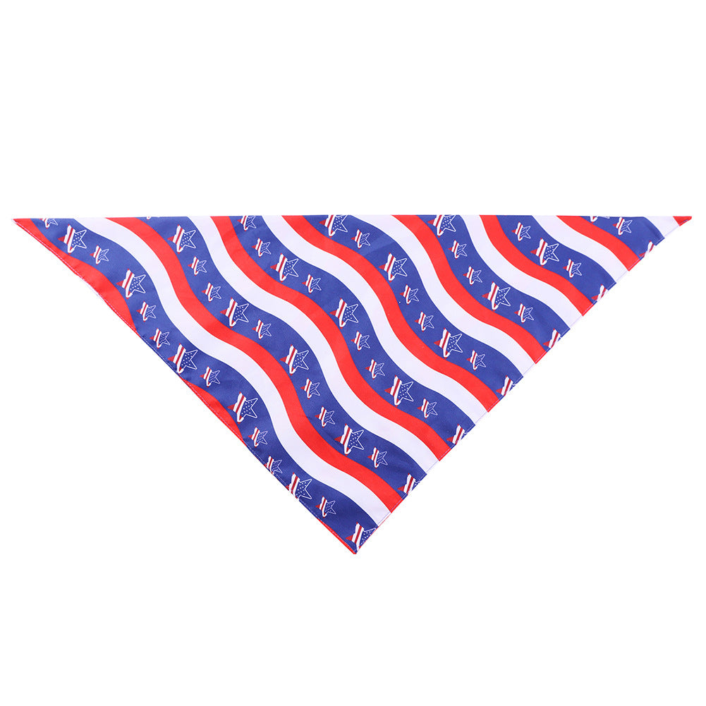 HKM-0827581 American Flag Pet Drool Scarf - Graffiti Design, Soft Polyester for All Seasons