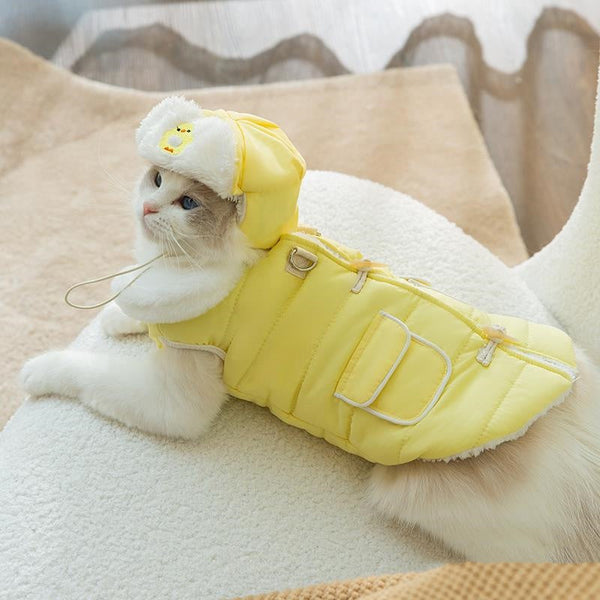 HKM-0828349 Thickened Cotton-Padded Cat Clothes for Autumn and Winter - Soft Polyester, Multiple Sizes & Colors Available