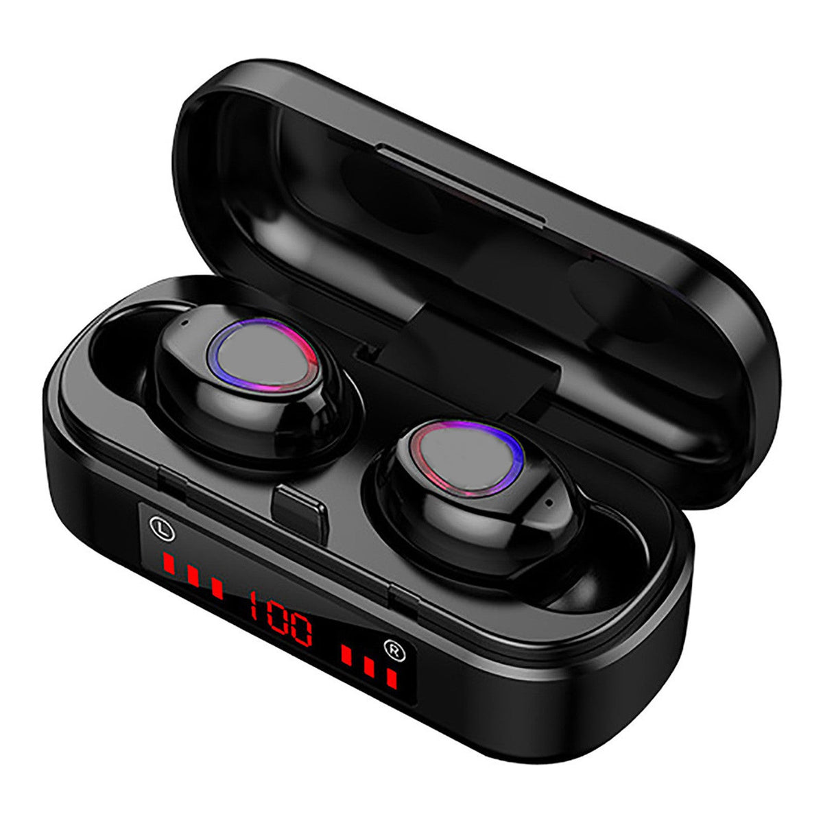 HKM-082835 Wireless Bluetooth 5.0 Touch Headset with Battery Display - Mini Binaural Stereo Earplugs