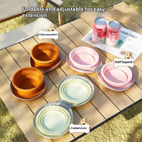 HKM-0830141 Integrated Folding Pet Double Bowl with Eco-Friendly Silicone in Brown, Beige, Pink, and Rice Colors