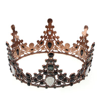 HKM-083027 Elegant Retro Round Crown Headdress with Black Crystals and Alloy Material
