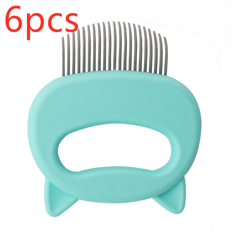 HKM-0831549 Pet Hair Removal Massaging Shell Comb for Cats and Small Dogs - Plastic, Available in Blue, Green, and Pink