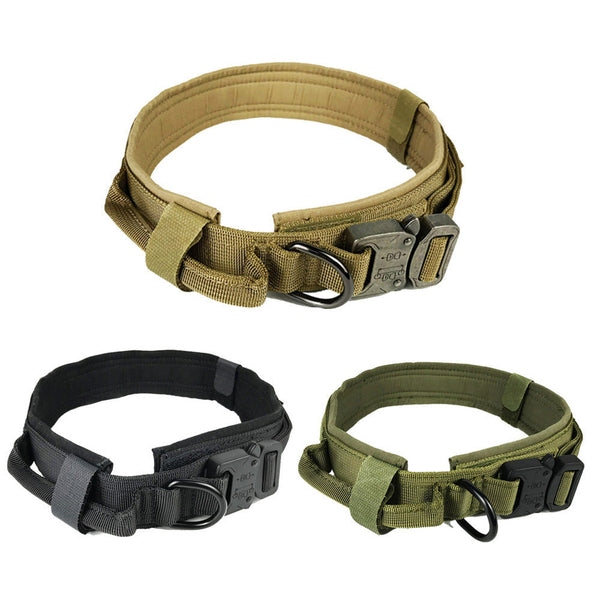 HKM-0831933 Tactical Nylon Dog Collar for Large Dogs ¨C Sizes M, L, XL in Black, Army Green, Khaki