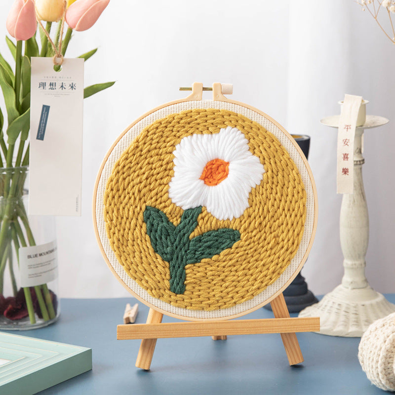HKM-083283 DIY Cartoon-Themed Woolen Thread Embroidery Kit for Relaxation and Creativity