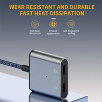 HKM-083347 Dual 8-pin Audio Adapter for iPhone - Headphone Jack Splitter for Charging and Music