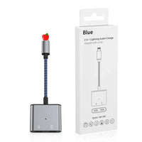 HKM-083347 Dual 8-pin Audio Adapter for iPhone - Headphone Jack Splitter for Charging and Music