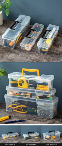 HKM-083475 Transparent Hand-held Multifunctional Tool Storage Box for Wrenches and Accessories