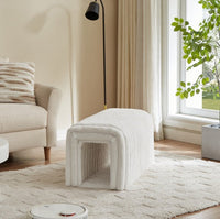 HKM-083603 Corduroy Ottoman Storage Bench with Cat Nest for Living Room, Entryway, and Bedroom