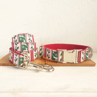 HKM-0837693 Christmas Deer Soft Collar and Leash Set for Dogs - Light Gold, Multiple Sizes Available