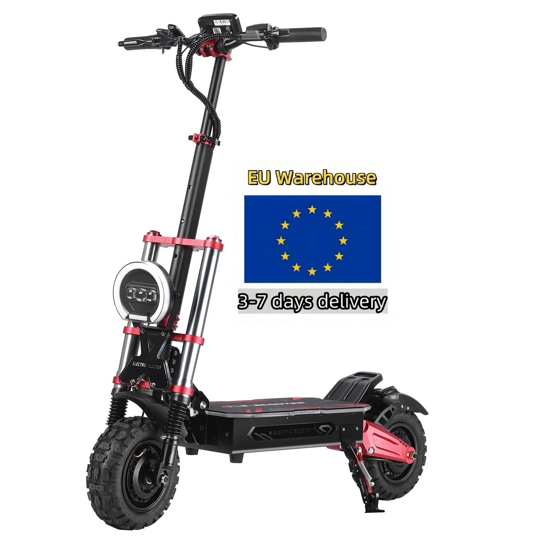 HKM-083795 High Power 6000W Dual Motor Electric Scooter with Bluetooth and Full Suspension, 100-120KM Range, Foldable Design