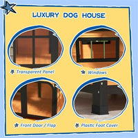 HKM-0839357 Spacious Outdoor Dog House with Weatherproof Roof and Openable Design for Large Dogs