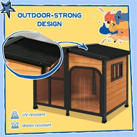 HKM-0839357 Spacious Outdoor Dog House with Weatherproof Roof and Openable Design for Large Dogs