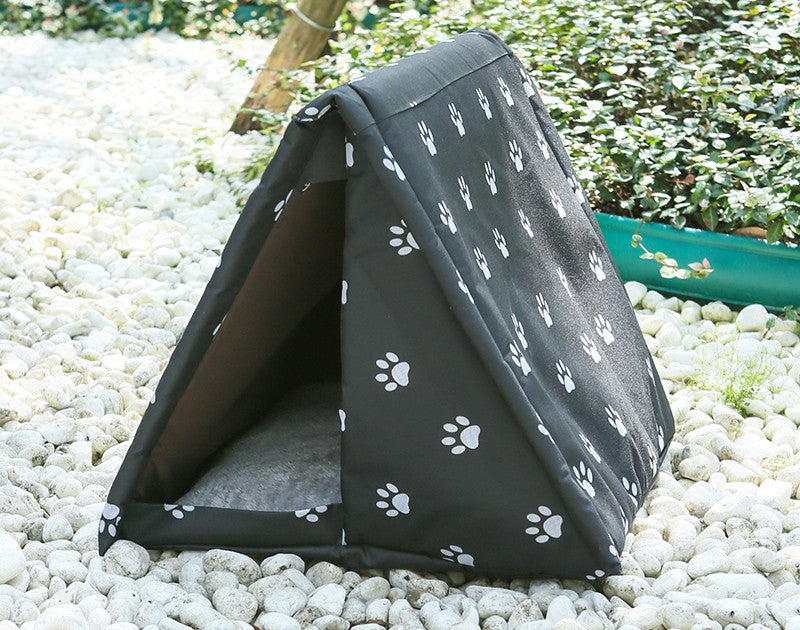 HKM-0839741 Cozy Cotton Deep Sleep Nest for Cats and Small Dogs - Semi-closed Design in Gray, Green, and Coffee Colors