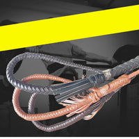 HKM-0842301 Portable Full Leather Woven Horsewhip - Brown Cowhide, 85 cm