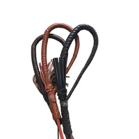 HKM-0842301 Portable Full Leather Woven Horsewhip - Brown Cowhide, 85 cm