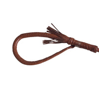 HKM-0842301 Portable Full Leather Woven Horsewhip - Brown Cowhide, 85 cm