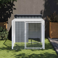 HKM-0843069 Chicken Coop with Run in Anthracite - Galvanized Steel, Dimensions 110x201x110 cm