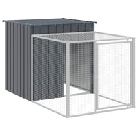 HKM-0843069 Chicken Coop with Run in Anthracite - Galvanized Steel, Dimensions 110x201x110 cm