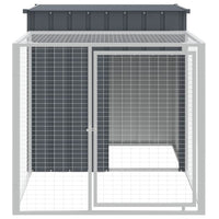 HKM-0843069 Chicken Coop with Run in Anthracite - Galvanized Steel, Dimensions 110x201x110 cm