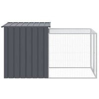 HKM-0843069 Chicken Coop with Run in Anthracite - Galvanized Steel, Dimensions 110x201x110 cm