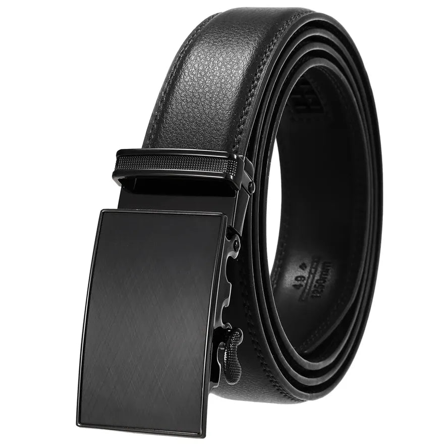 HKM-084307 Automatic Buckle Ratchet Men's Cowhide Leather Belt - Stylish and Durable Design
